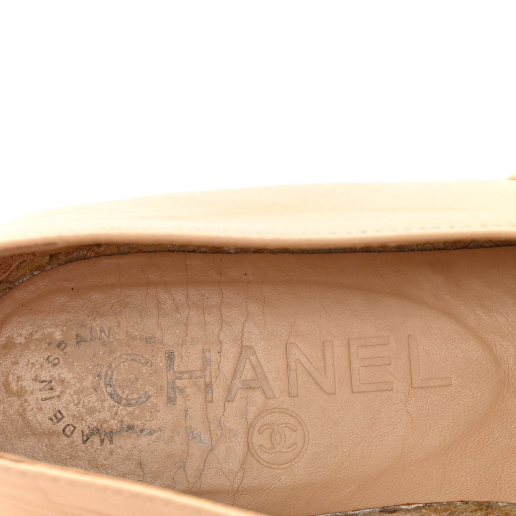 Lambskin CC Espadrilles 37 Beige Black