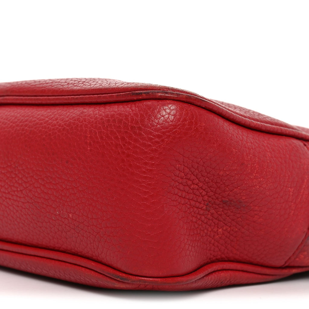 Gucci Pebbled Calfskin Small Soho Disco Bag Tabasco Red