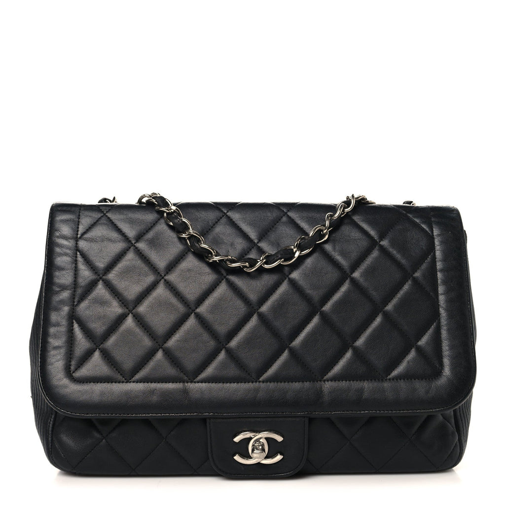 Chanel Lambskin Quilted Large Coco Rider Flap Black