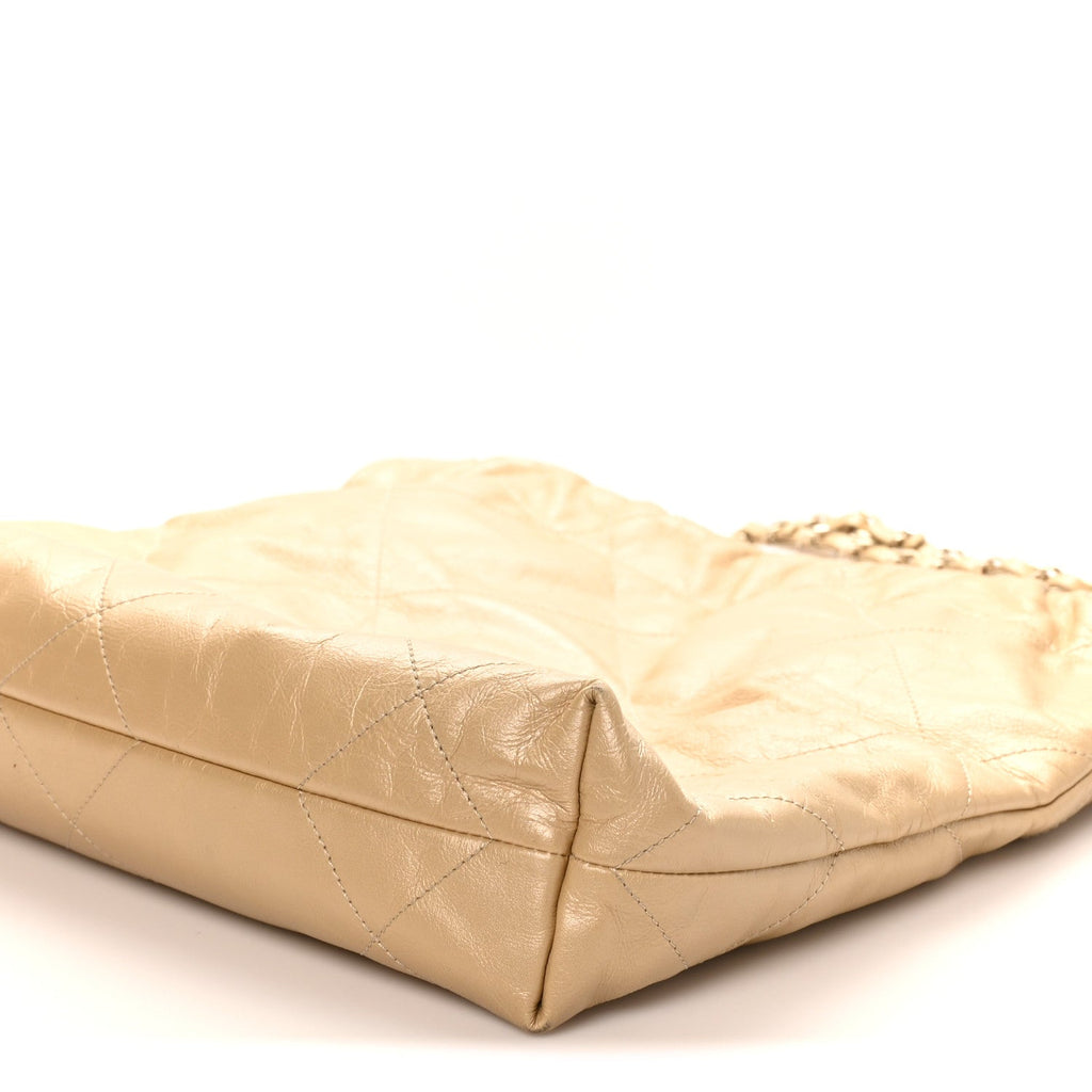 Chanel Metallic Calfskin Quilted Small Chanel 22 Light Gold
