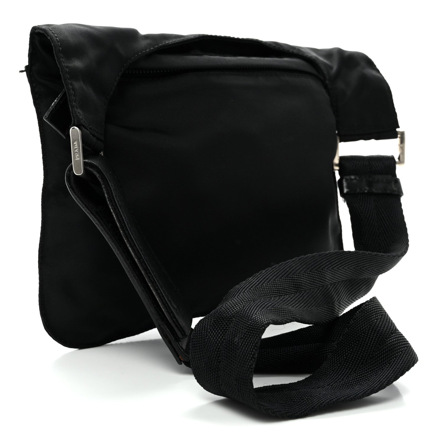 Prada Nylon Mini Flat Messenger Bag Black