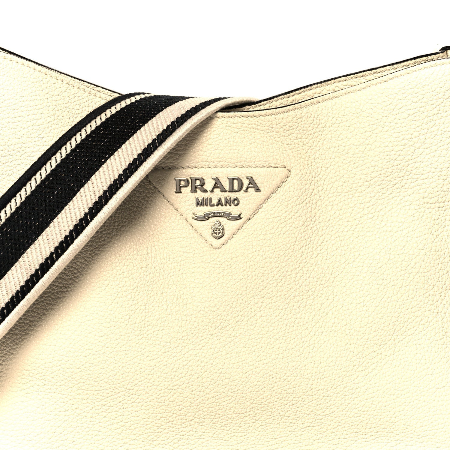 Prada Vitello Daino Soft Hobo Messenger Bag White