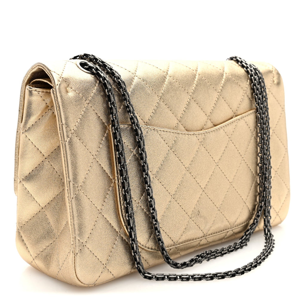 Chanel Metallic Aged Calfskin Quilted 2.55 Reissue 227 Flap Pale Gold