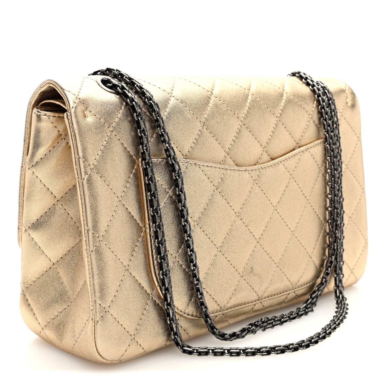 Chanel Metallic Aged Calfskin Quilted 2.55 Reissue 227 Flap Pale Gold