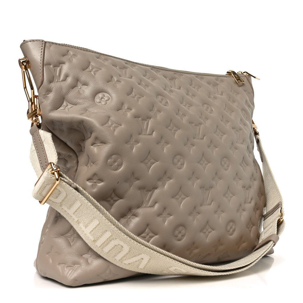Louis Vuitton Lambskin Embossed Monogram Coussin Hobo MM Galet