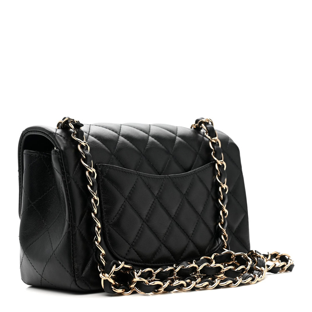 Chanel Lambskin Quilted Mini Rectangular Flap Black