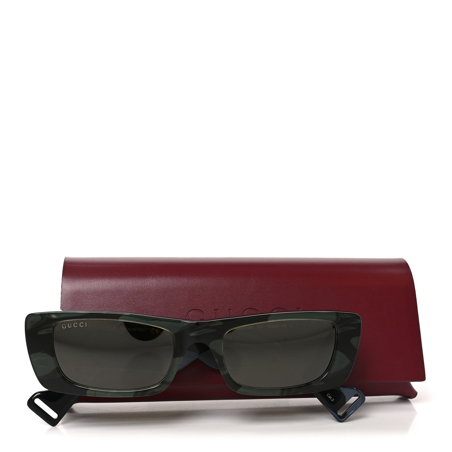 Gucci Acetate Rectangular Sunglasses GG0516S Green Bronze