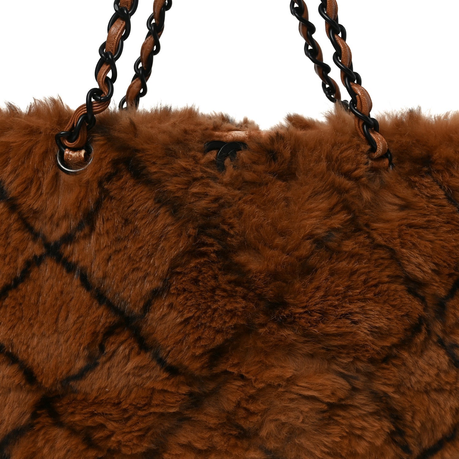 Chanel Lapin Fur Quilt Pattern Tote Brown