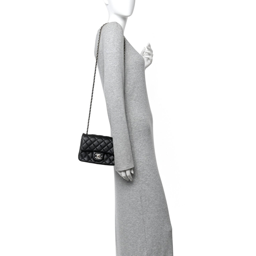 Chanel Lambskin Quilted Enamel Mini Pearl Crush Flap Black