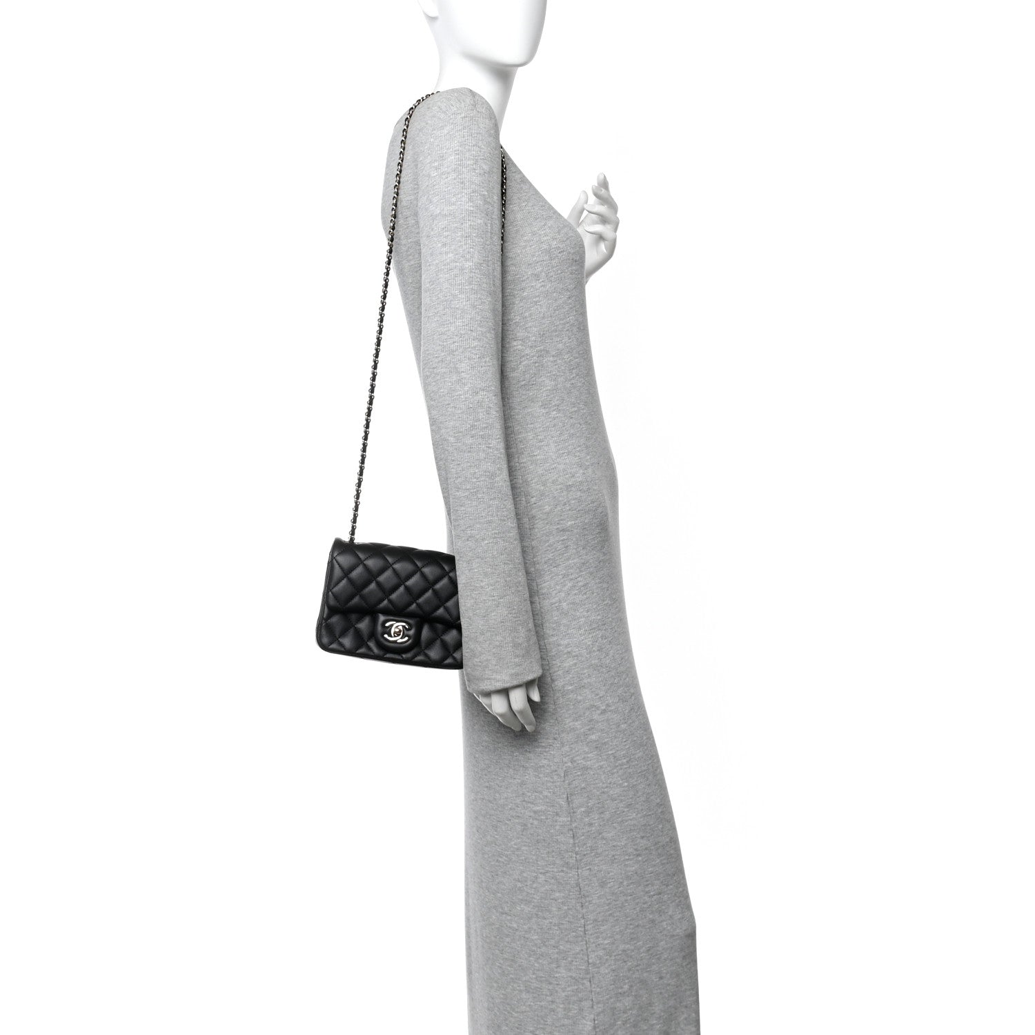 Chanel Lambskin Quilted Enamel Mini Pearl Crush Flap Black