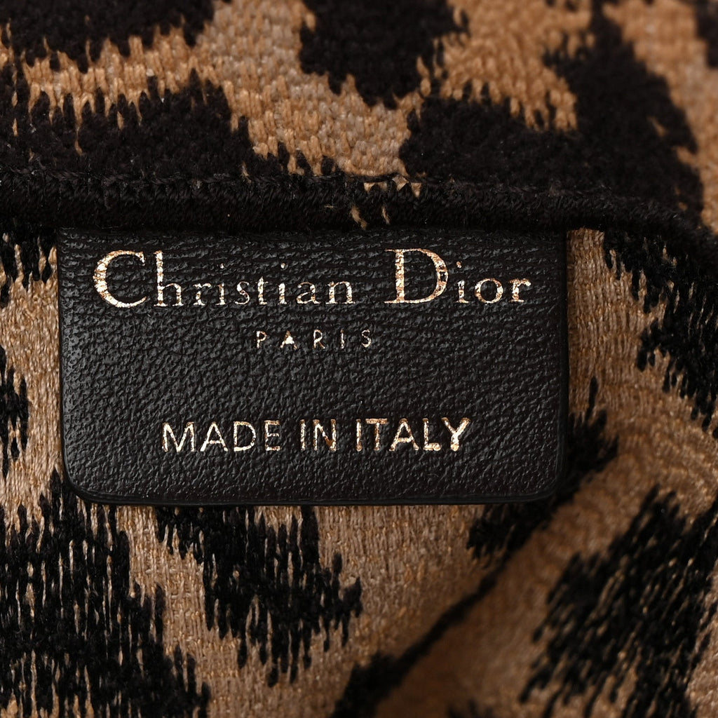 Christian Dior Canvas Mizza Embroidered Large Leopard Book Tote Beige