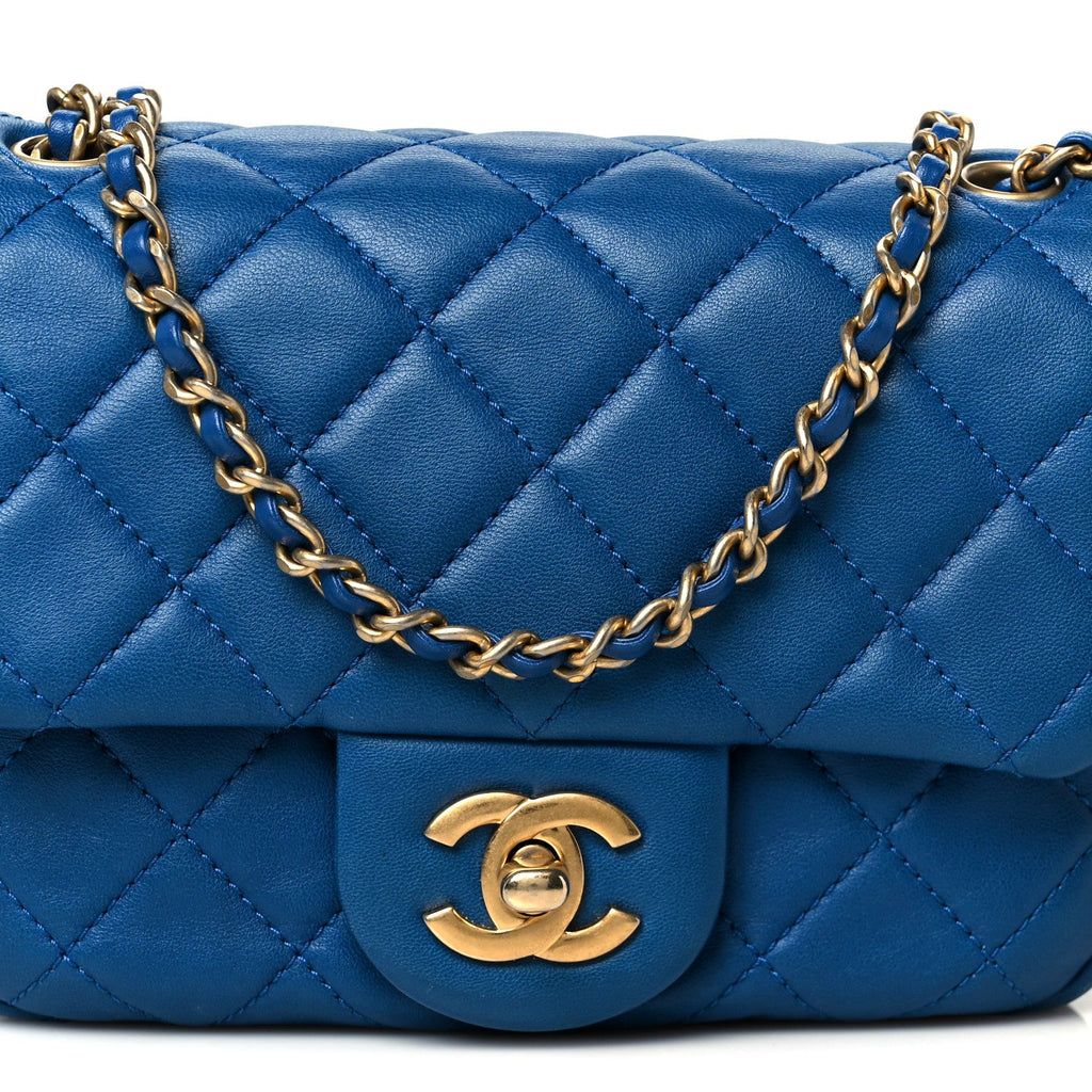 Chanel Lambskin Quilted Mini Pearl Crush Flap Blue