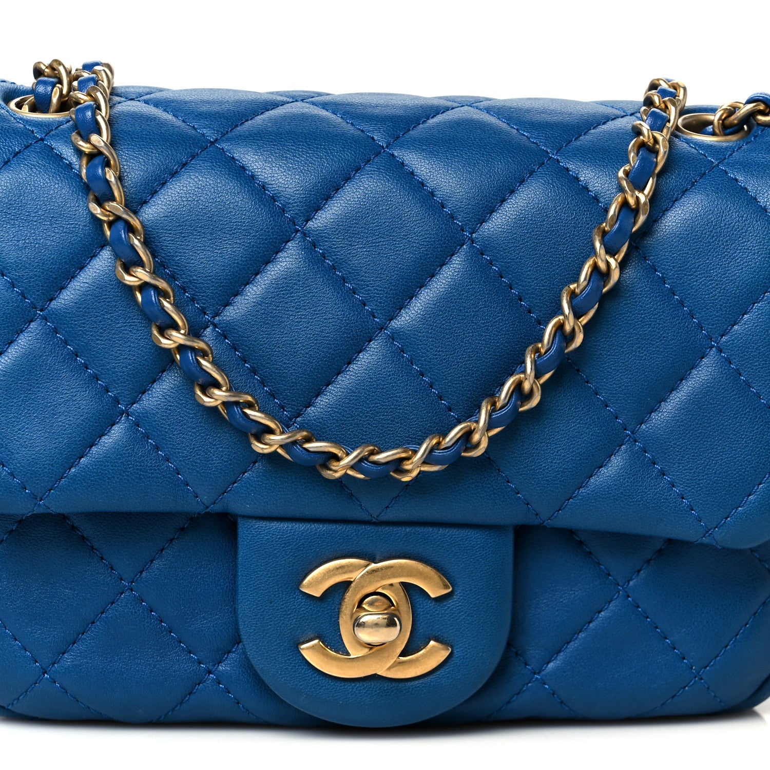 Chanel Lambskin Quilted Mini Pearl Crush Flap Blue