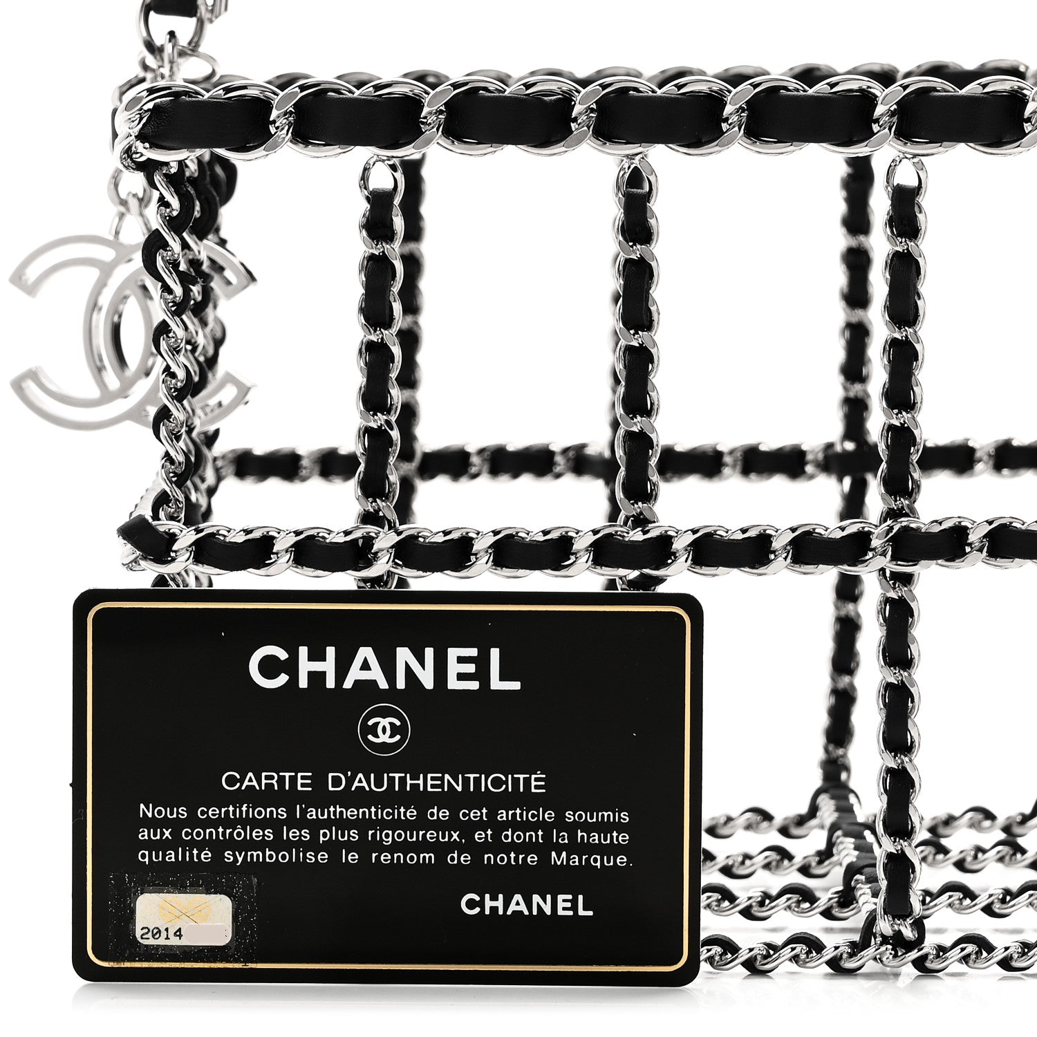 Chanel Brass Calfskin Grocery By Chanel Minaudiere Shopping Basket Silver