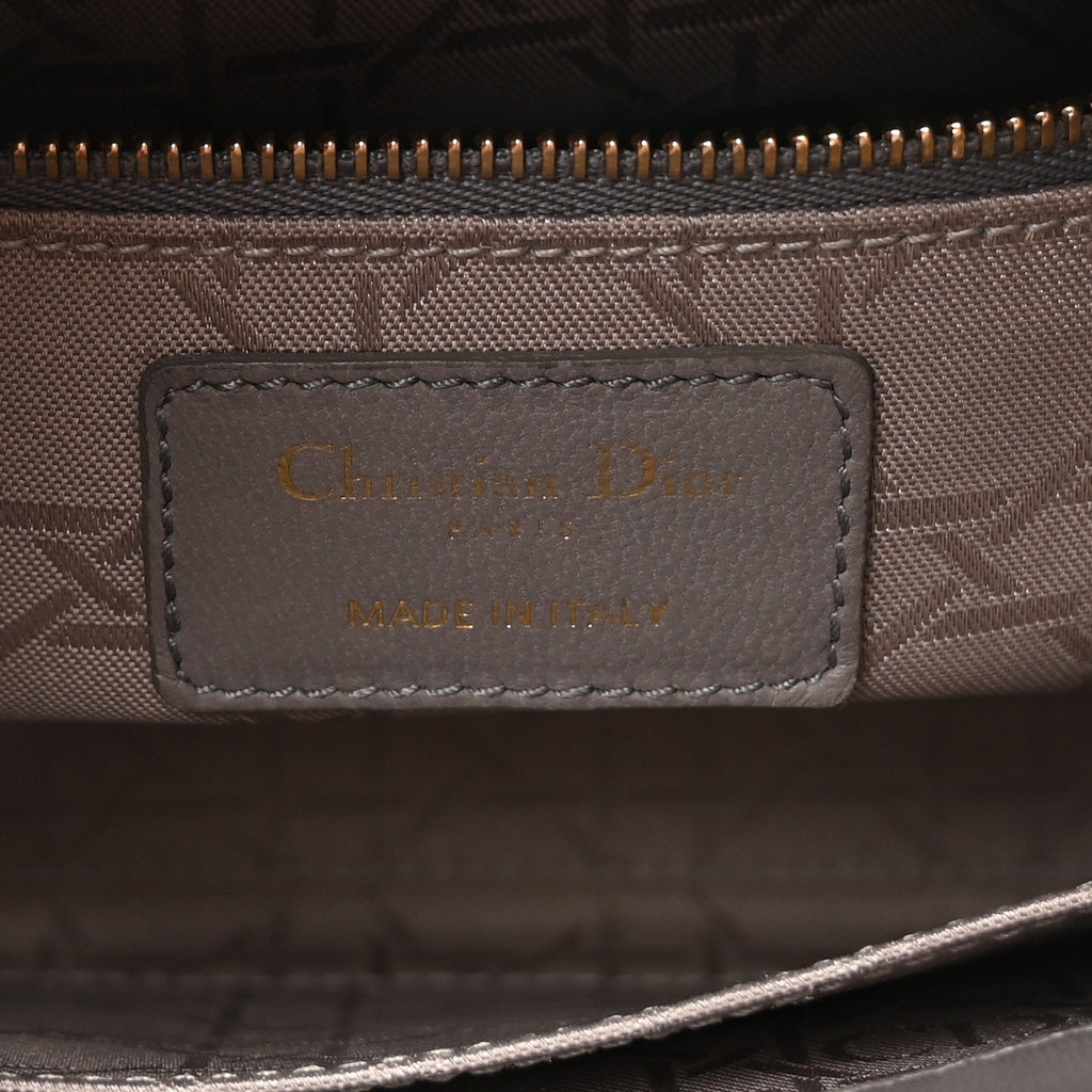 Christian Dior Lambskin Cannage Small Lucky Badges My Lady Dior Grey