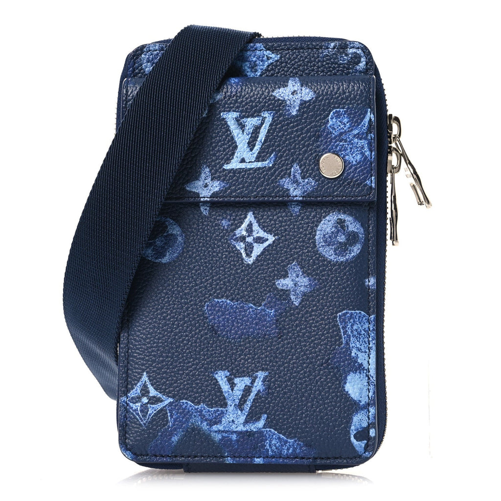 Louis Vuitton Monogram Ink Watercolor Phone Pouch Blue