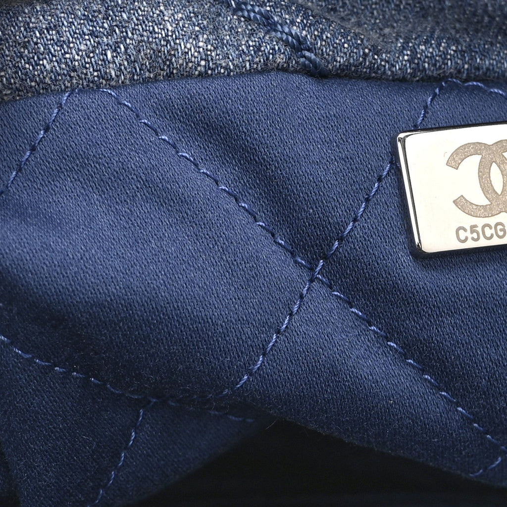 Chanel Washed Denim Quilted Studded Mini Chanel 22 Blue