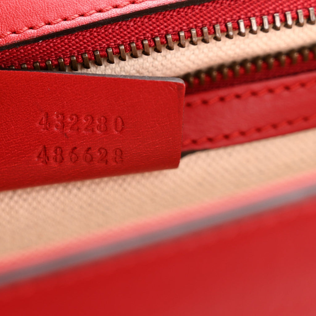 Gucci Calfskin Web Medium Peony Chain Shoulder Bag Red