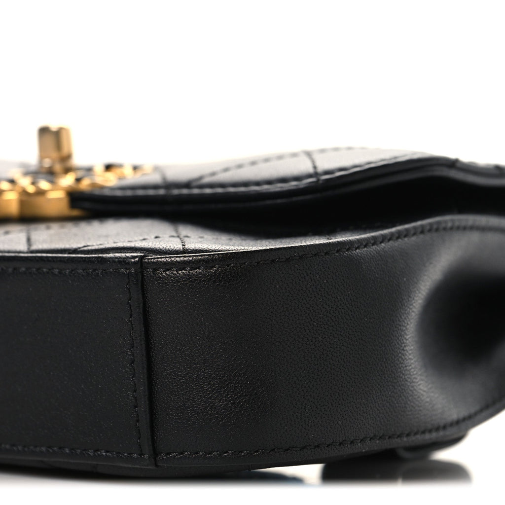 Chanel Lambskin Quilted Chain Infinity Waist Belt Bag Black