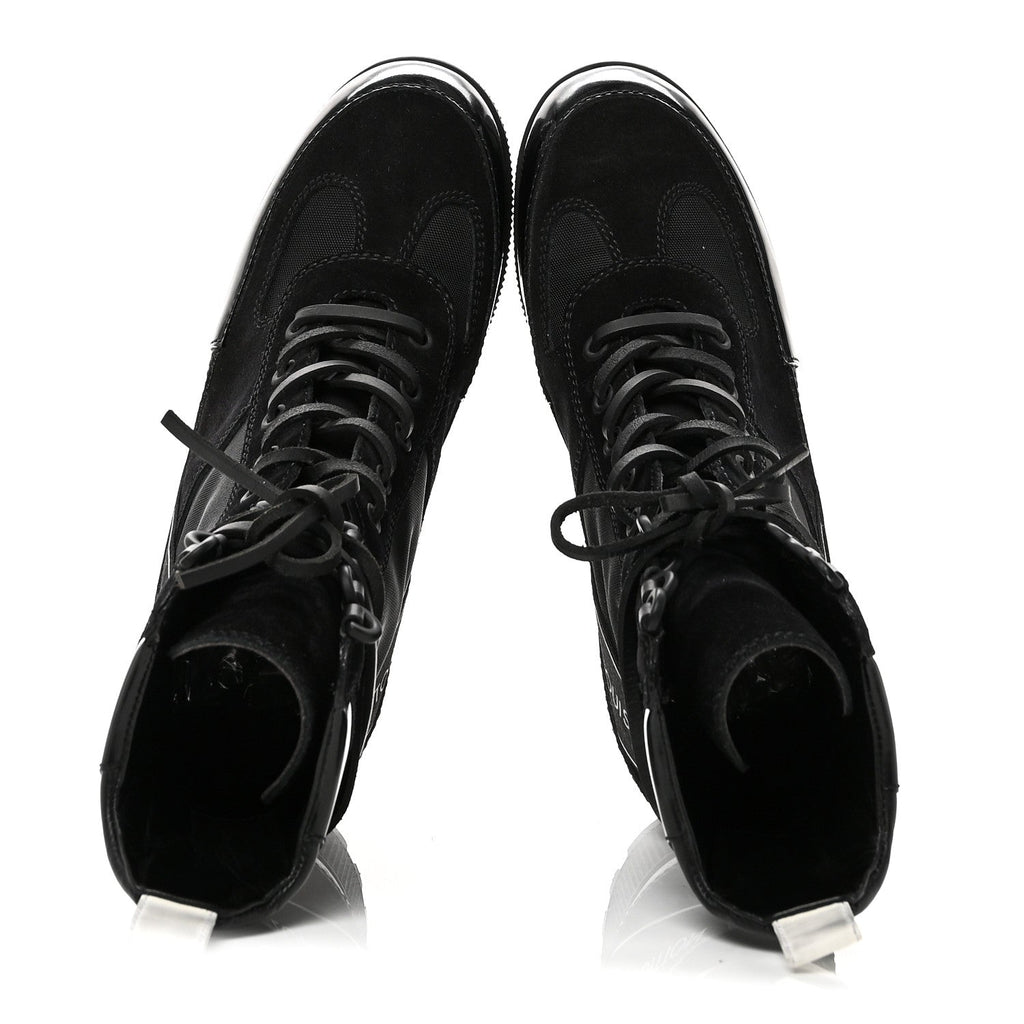 Louis Vuitton Suede Calfskin Mesh Logo Laureate Platform Desert Boots 37 Black