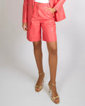 Chanel 21 Cruise Pink Calfskin Bermuda Shorts with Gold CC Logo Buttons Size FR 38 (UK 10)