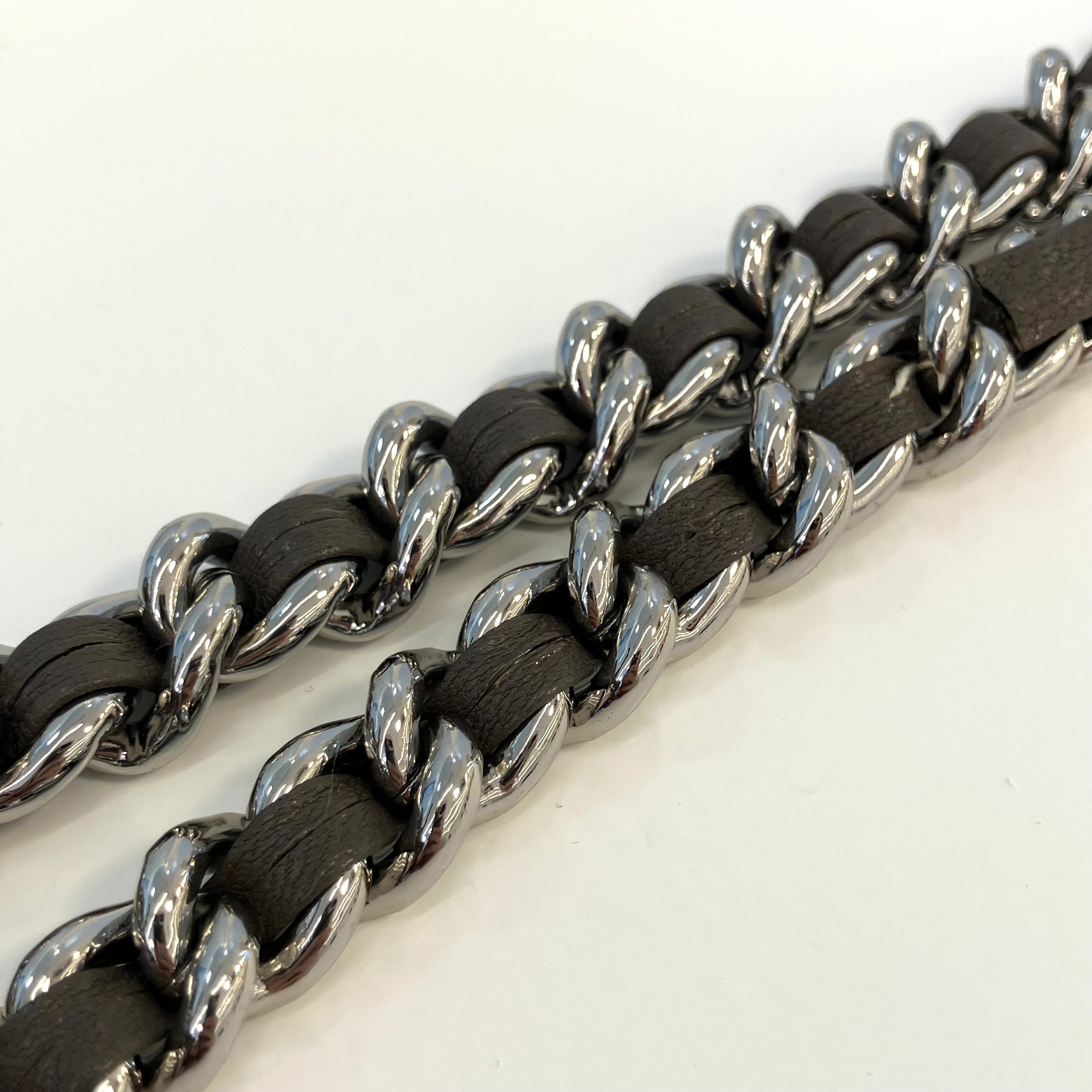 Chanel 2011 Gray Lambskin Around Chain Shoulder Bag
