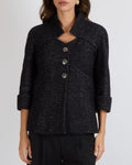 Chanel Metiers d'Art 2018 Black and Silver Wool Jacket with Logo Buttons Size FR 36 (UK 8)