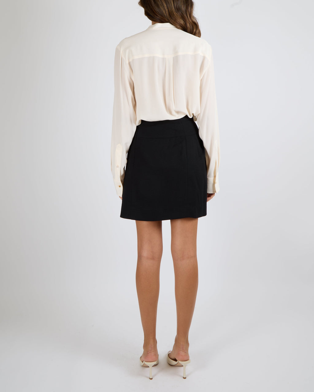 Chanel Black Wool Mini Skirt with Front Pleat Detail Size FR 38 (UK 10)