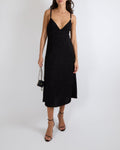 Chanel Black Shimmery Sleeveless Midi Dress with Front Pockets and Crystal CC Logo Button Detail Size FR 38 (UK 10)