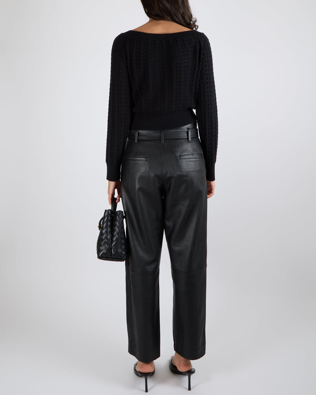 Chanel Black Cashmere Knitted Jumper with Black and Silver Camellia CC Logo Detail Size FR 38 (UK 10)