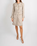 Chanel FW17 Runway Beige Tweed Belted Coat with Clear CC Logo Buttons Size FR 38 (UK 10) RRP £5,250