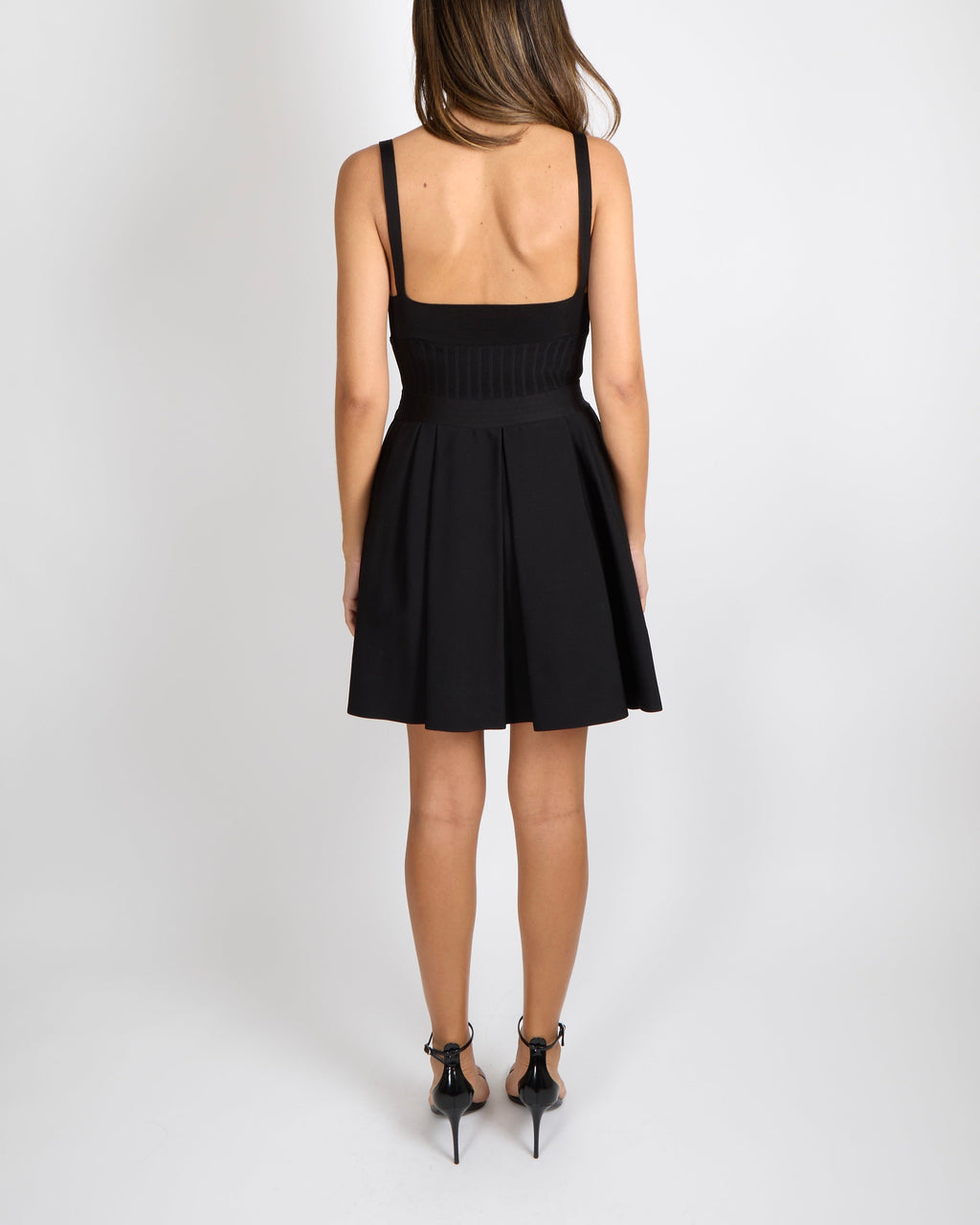 Chanel SS20 Black Mesh Mini Dress with Crystal CC Logo Details Size FR 36 (UK 8)
