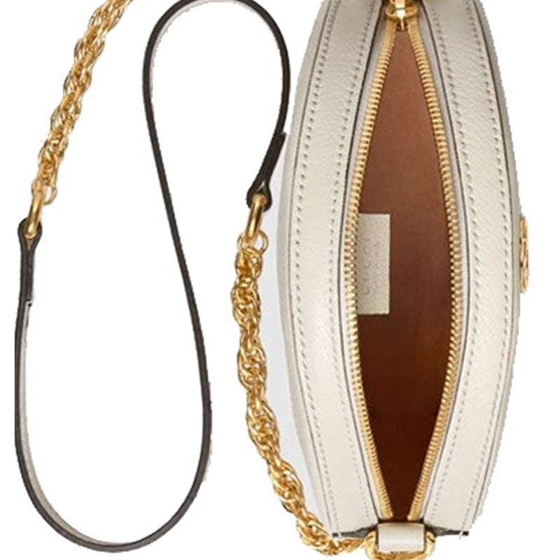 (WMNS) GUCCI Ophidia Gold Logo Stripe Webbing Leather Chain Shoulder Messenger Bag Mini White 550618-CWG1G-8454