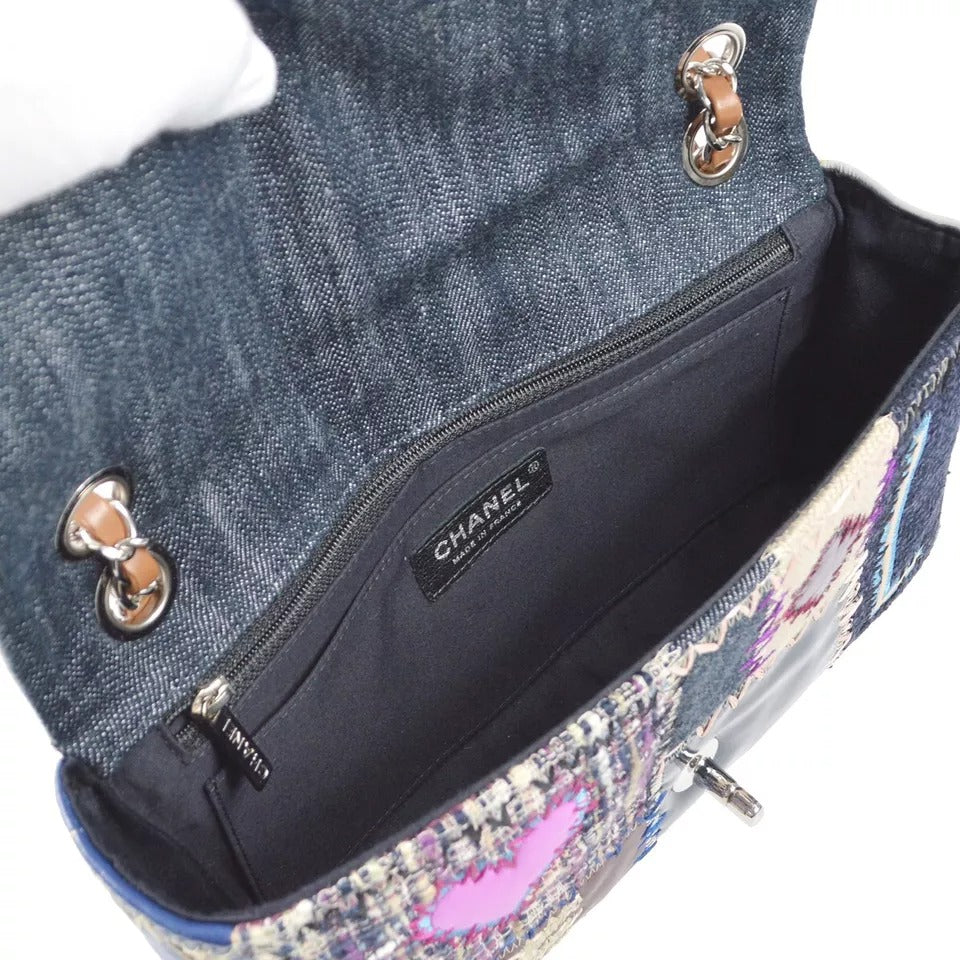 Chanel 2012 Patchwork Classic Flap Double Chain Shoulder Bag Tweed