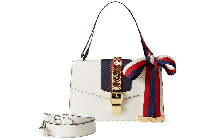 (WMNS) GUCCI Sylvie Series Satchel Small White 421882-CVLEG-8605