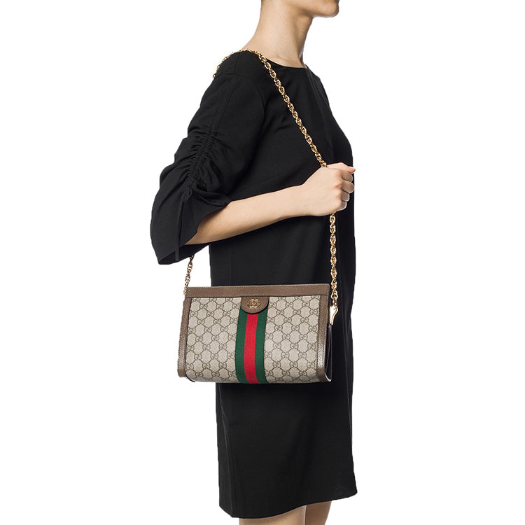 (WMNS) GUCCI Ophidia Retro Logo Stripe Webbing Canvas Chain Shoulder Messenger Bag Small / Brown Classic Literature and Art 503877-K05NG-8745