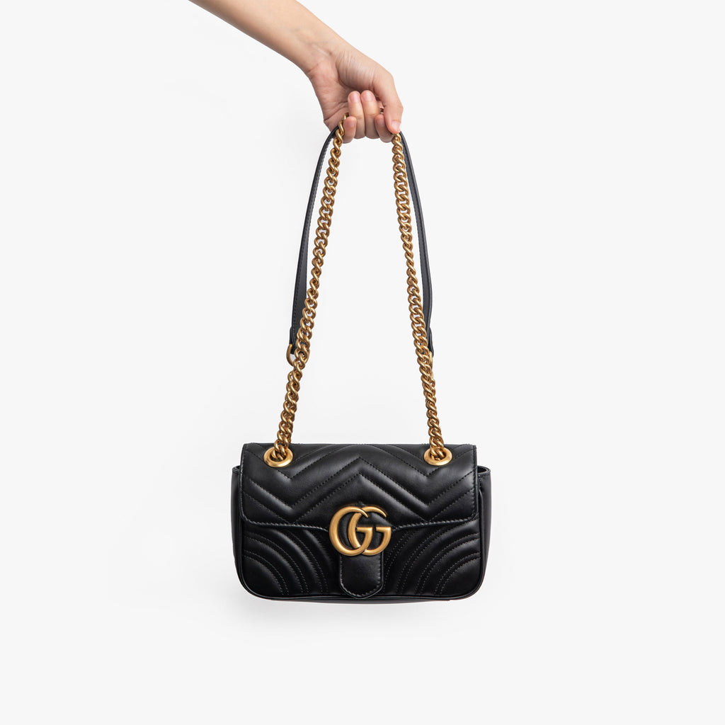 (WMNS) GUCCI GG Marmont Leather Single-Shoulder Chain Bag Mini Black 446744-DTDIT-1000