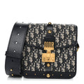 Christian Dior Oblique Square DiorAddict Flap Navy Blue