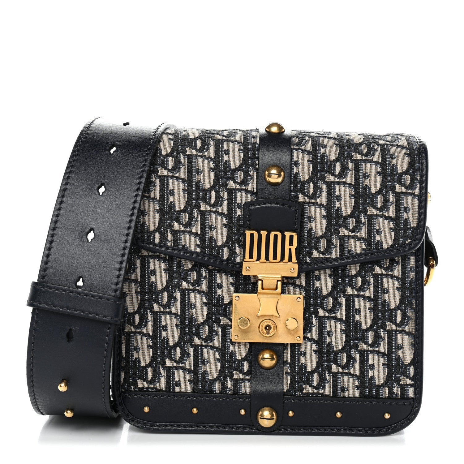 Christian Dior Oblique Square DiorAddict Flap Navy Blue