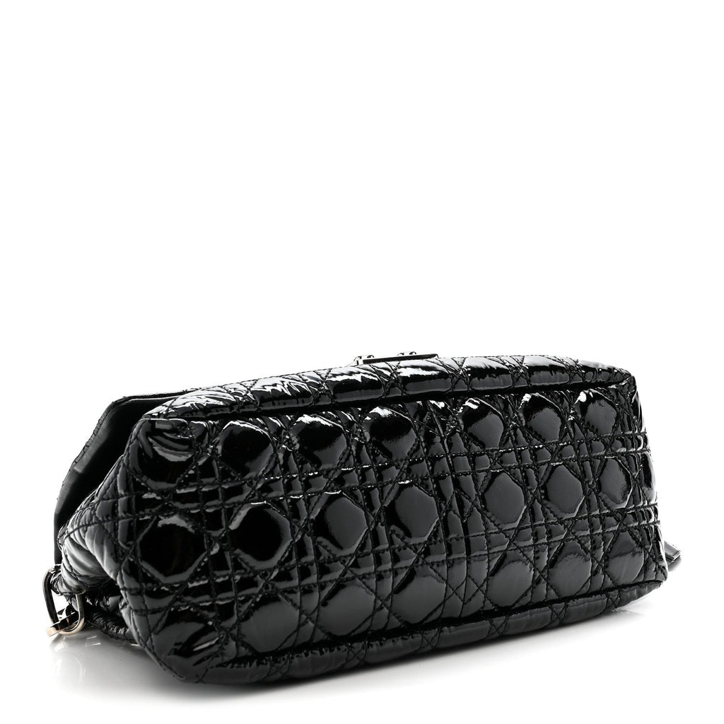 Christian Dior Patent Cannage New Lock Flap Black