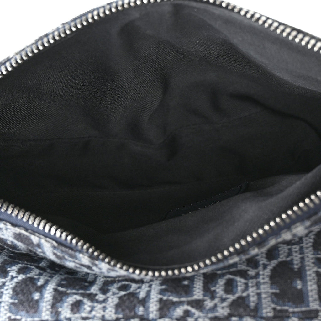 Christian Dior Oblique Mens Saddle Bag Black Blue