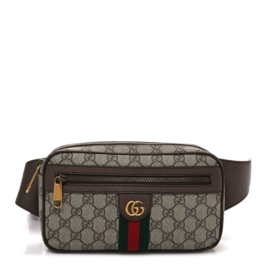Gucci Soft GG Supreme Monogram Medium Ophidia Belt Bag Dark Brown