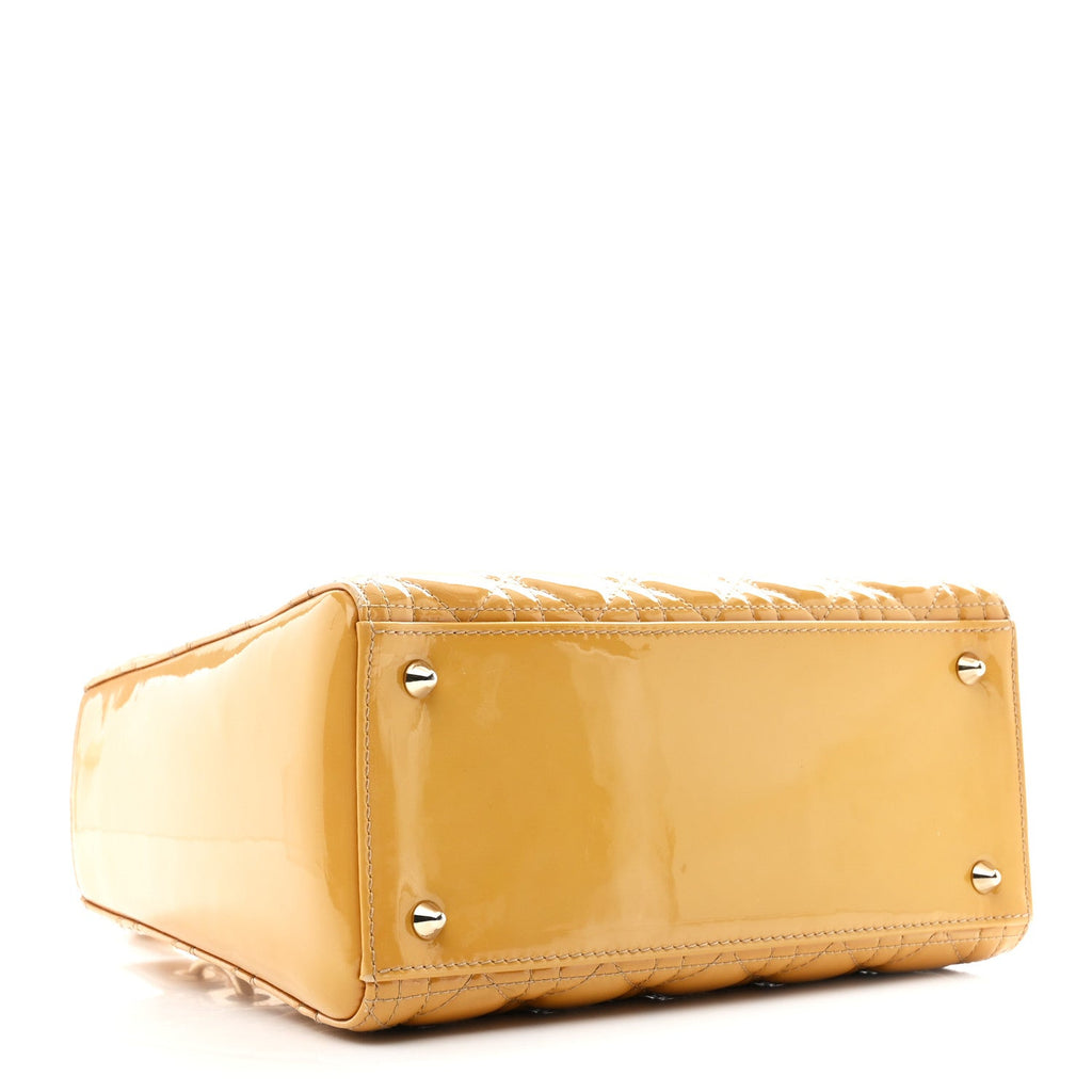 Christian Dior Patent Cannage Medium Lady Dior Dark Beige
