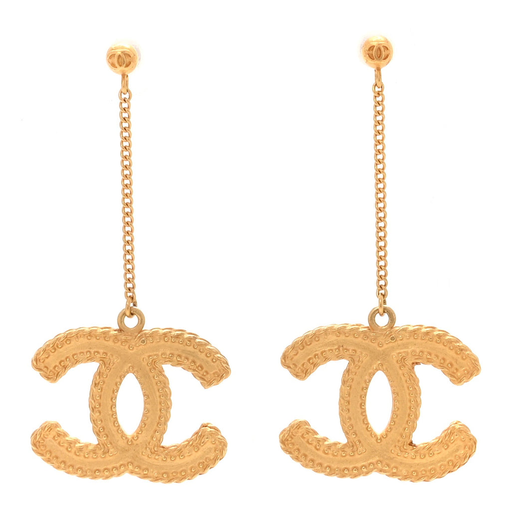 CC Drop Earrings Matte Gold