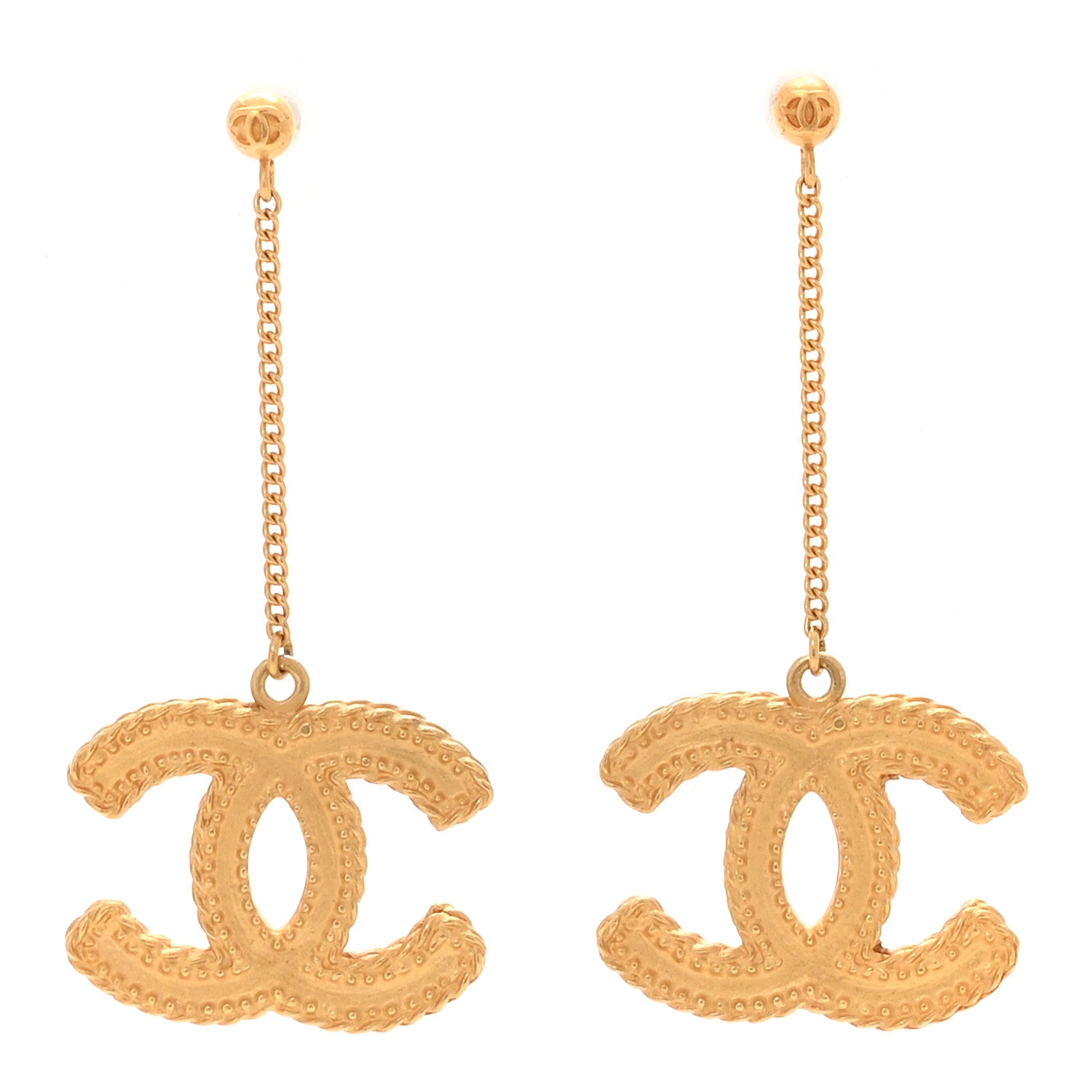 CC Drop Earrings Matte Gold