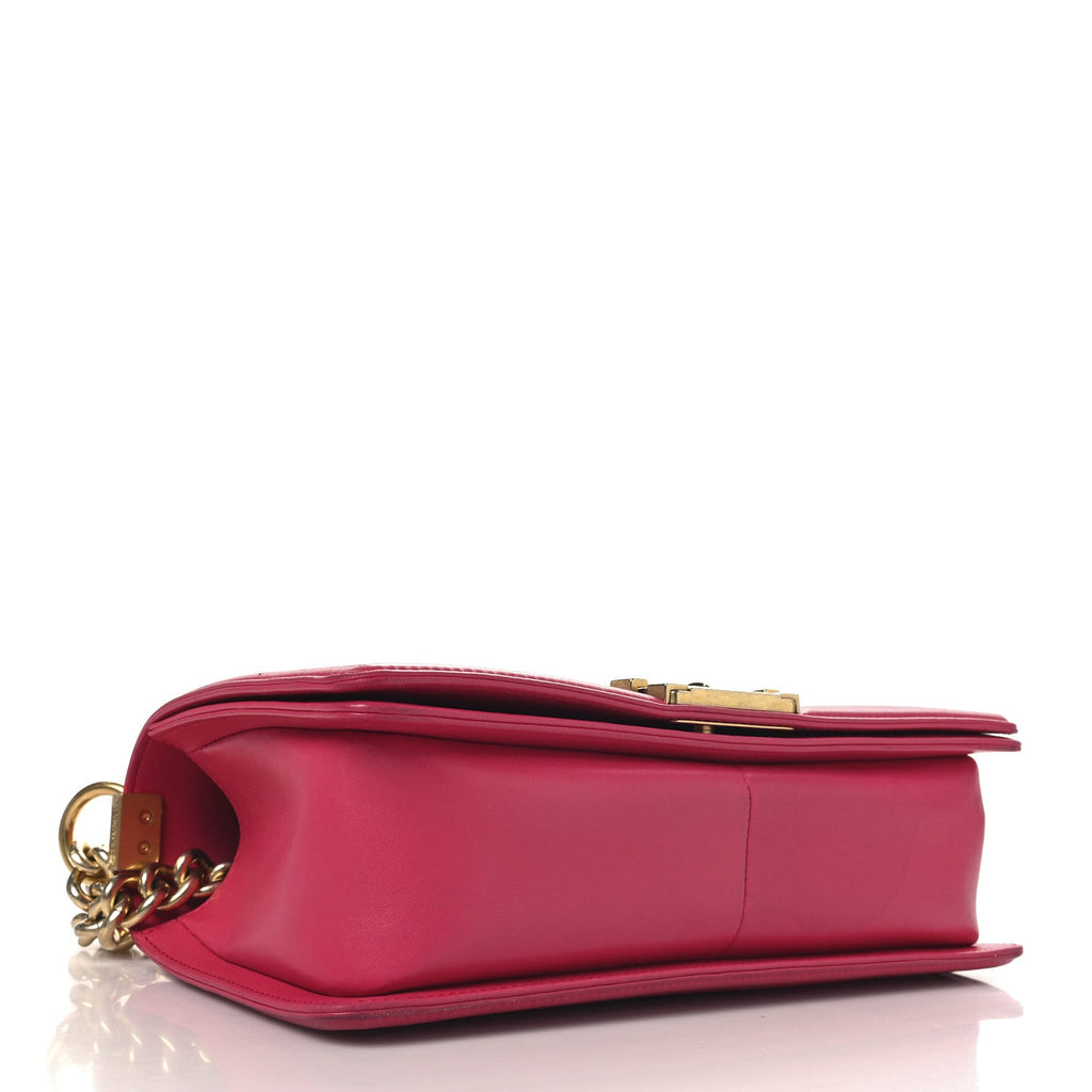 Chanel Lambskin Quilted Medium Boy Flap Fuchsia