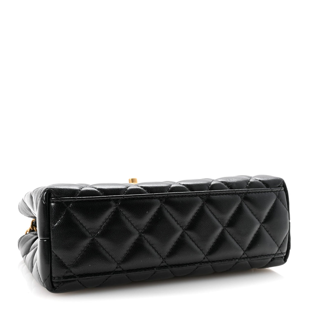 Chanel Shiny Aged Calfskin Quilted Nano Kelly Shopper Black