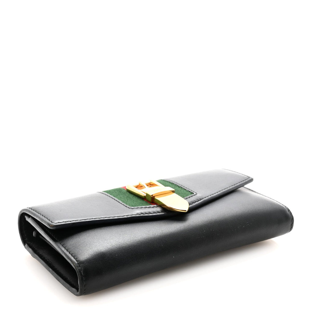Gucci Calfskin Sylvie Continental Wallet Black