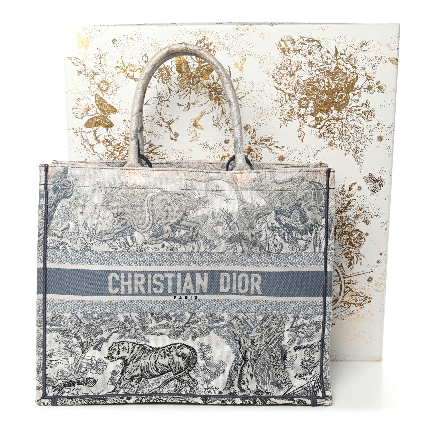 Christian Dior Gradient Canvas Embroidered Large Dioriviera Toile De Jouy Book Tote Blue
