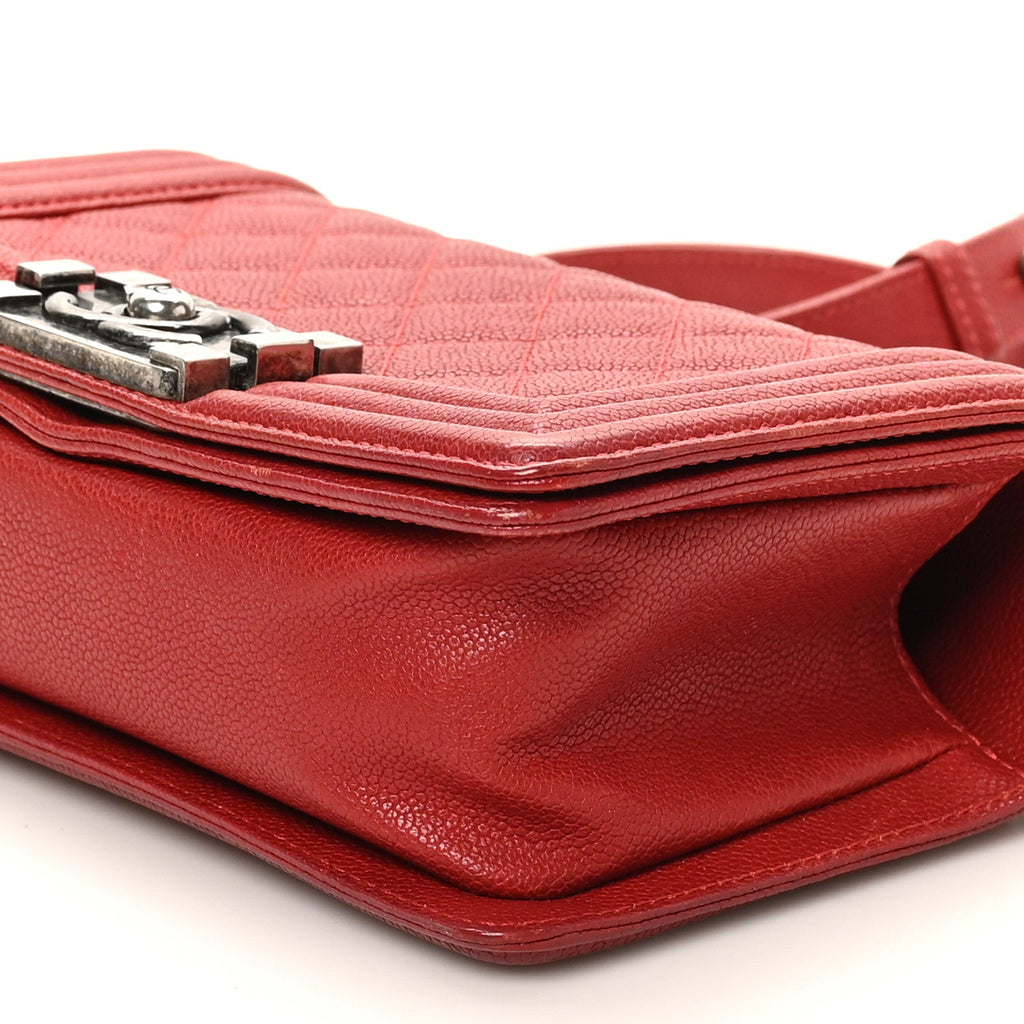 Chanel Caviar Quilted Small Boy Flap Dark Red